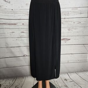 Carolyn Strauss Black Double Split Midi Skirt Large NWT